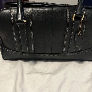 Black Leather Coach Dr. Bag w. White Stiching